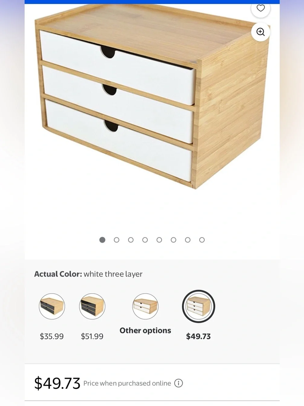 Source Unknown Pink and Natural Wood 3-Drawer Desk Organizer Box